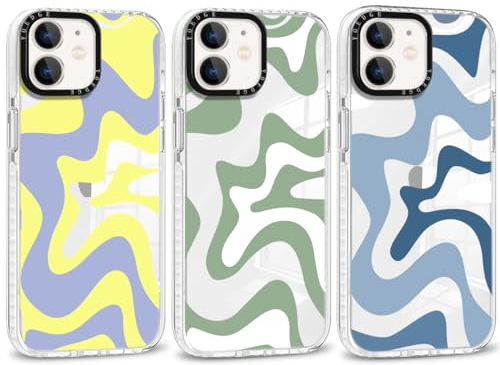 Yoedge 3 Stück Durchsichtig HandyHülle für iPhone 11 Hülle 6,1, Transparent Handy Hülle für iPhone 11 Case 3D Kurve Muster Design Aesthetic Mädchen Frauen Junge Schutzhülle Cover, Klare