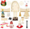 Dhnvcud Wichtel-Set für Weihnachten, 22-teilig, Wichtel-Set, Wichtel-Set, Weihnachtswichtel, Zubehör mit Leiter, Türen aus Holz, Wichtel-Set, Weihnachtsdekoration, Geschenke für Kinder