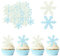 Gyufise 50Pcs White Blue Edible Cupcake Toppers Snowflakes Cake Decoration for Christmas Winter Frozen Birthday Party Supplies