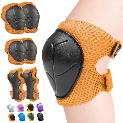 Inkidio Knieschützer für Kinder Schutzausrüstungsset Knieschützer und Ellenbogenschützer-Set mit Handgelenkschutz für Mädchen und Jungen Rollschuhe Roller Radfahren Fahrrad Skateboard