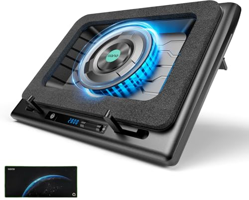 llano Gaming Laptop Cooling Pad Cooler Stand with 5.5inch External Fan Adjustable Speed Touch Control 3-Port USB Rapid Temperature regulation for Computer Notebook 15-19in (V13 No RGB)
