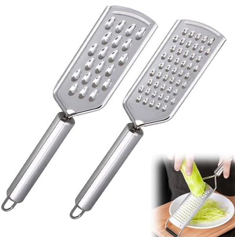 2 Pcs Râpes de Cuisine en Acier Inoxydable, Outil Râpe Fine, avec Trou de Suspension, Râpe à Zesteur de Citron, Râpe à Main pour Usage Domestique, pour Chocolat, Carotte, Gingembre
