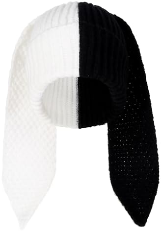 Mütze mit Hasen Ohren Süße Damenmütze Wintermütze Strickmützen Für Damen Warme Lustige Mützen Beanie Gestrickt Hüte Freizeit Häkelmütze Geschenk Weiß