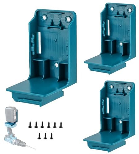 3 Packs 2 IN 1 Battery Holder Power Tool Drill Mount Holder Compatible with Makita 18V Battery Mounts Dock Holder & Drill Tools Holder Dock Hanger Fit for BL1860 BL1850 BL1840 BL1830 with Screws
