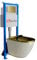 Lavita LAV 101 Elemento de pared para inodoro de 40 cm + pared colgante profundo inodoro SOFI SLIM CHECKED dorado sin borde + placa de control LAV 200.4.5 oro | juego completo | cisterna empotrada |