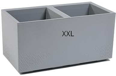 MELTOM Blumenkübel Blumentopf Quadratisch mit Rollen sehr Dekorativ (Grau, XXL)