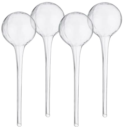 Relaxdays Bewässerungskugeln Glas, 4er Set, HxD 30x9 cm, Gießkugeln für Pflanzen, Bewässerungshelfer Urlaub, transparent