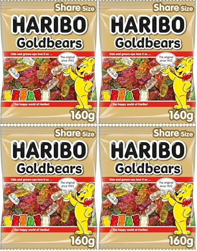 Haribo Goldbears Share Size Bag Pouch, 160g (Pack of 4)