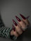 MouyouGlow Press on Nails Long,Stiletto Halloween Plain Dark Wine Red Gothic Fake Nails with Nagelkleber,Einfarbige Burgundisch Rot Solid Halloween Künstliche Fingernails …