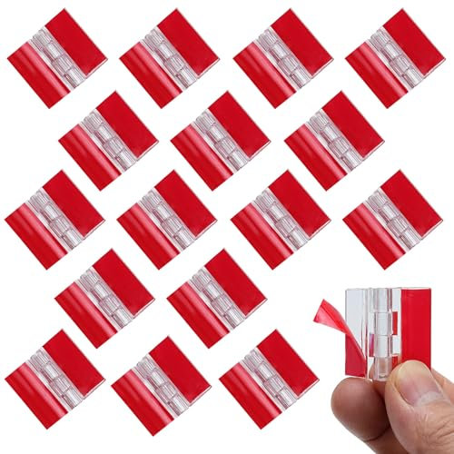 16Pcs Acrylic Hinges, Self Adhesive Clear Hinges, Plastic Continuous Piano Hinge, Transparent Folding Hinge Tools for Crafts, Aquarium Lid, Cabinet Drawer, Jewelry Box (2.5 * 3.5cm)