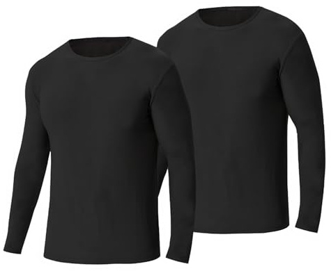 2er Pack Thermounterwäsche Unterhemd Herren Winter Funktionsunterwäsche Rundhalsausschnitt Thermo Shirt Langarm Warm Skiunterwäsche Thermo-Unterwäsche