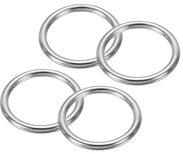 PATIKIL 4 Stück 5x40mm Metall O-Ringe, 304-Edelstahl O-Ring, geschweißte Rundringe, Taschenzubehör, Metallringe, DIY-Zubehör für Gürtel, Nähen, Hundehalsbänder, Karabiner, Gurtbänder