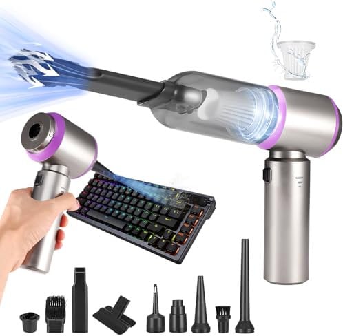 Handheld Vacuum Cleaner Powerful 15000Pa, 4 in 1 Cordless Car Suction Cleaner with Battery indicator light, Rechargeable Dust Buster & Blower for Car Home Computer Sofa Pet Hair Cleaning(Silver)