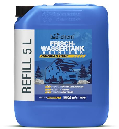 bio-chem Frischwassertank Reiniger 5 Liter - Hochwirksamer Tankreiniger für Wohnmobil & Caravan - Löst Kalkablagerungen aus Wassertank & Wasserleitungen mit natürlicher Zitronensäure - CHLORFREI