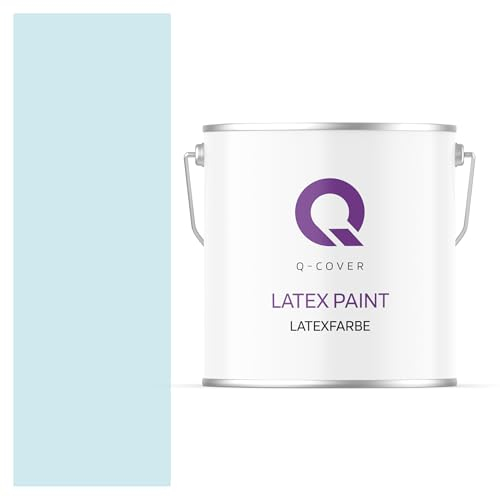 Q-COVER Latexfarbe 5 L Weiß-blau Innenfarbe Wandfarbe Deckenfarbe Klasse 3 Mattfarbe Scheuerfest Hohe Deckkraft