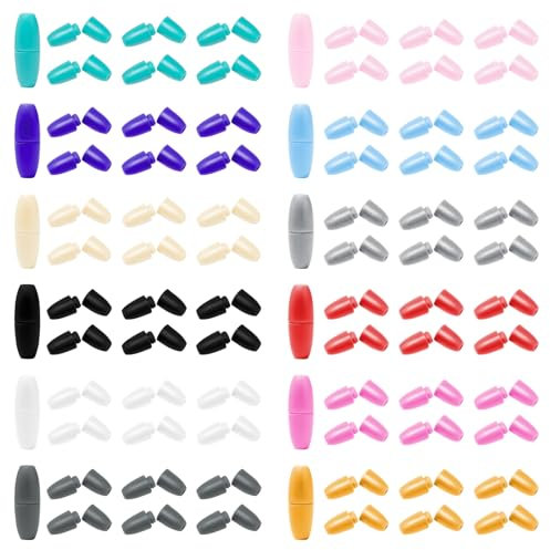 Sxutop 72 Stück Breakaway VerschlüSse Sicherheitsverschluss Schnalle Bunt Kunststoff Perlen Verbinder in 12 Farbe Verschluss Perlen Fassverbinder VerschlüSse Plastik für Halsketten Armbänder Schmuck