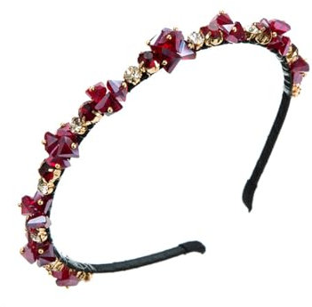 Qiwenr Haarreif mit Strass und Kristall – Champagner-Stirnband, schöne Kopfbedeckung für Abschlussball (rotviolett)