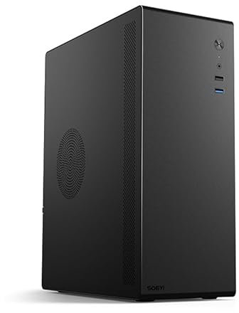 V100 Micro ATX/ITX Computer Case,Multifunctional Pc Case, Business Case with Spcc Side Panel, Support 280mm VGA Card (Black)