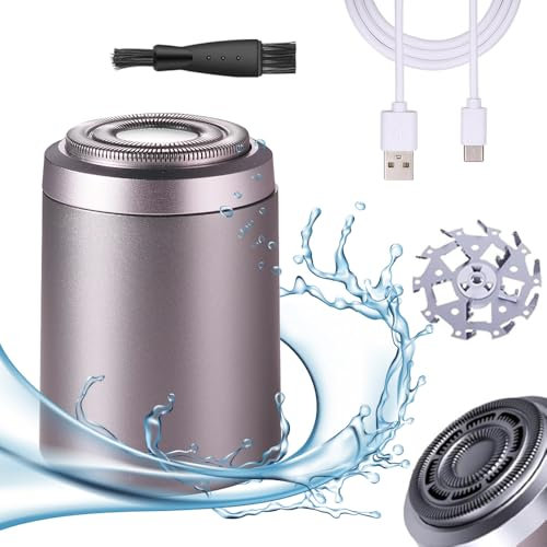 2025 Neu Rasierer Herren Elektrisch, Tragbarer Mini Elektrorasierer 2 in 1 Wasserdicht Kabellos Rotationsrasierer für Gesicht Nass und Trockenrasierer (B#-Violett)
