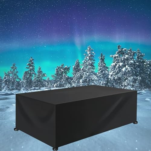 Housse de Protection Salon de Jardin 140 x 400 x 140 cm Imperméable, Résistance Au Vent, Anti-UV, Indéchirable, Housse de Protection pour Meubles de Jardin, pour Tables,Chaise,Canapé, Noir