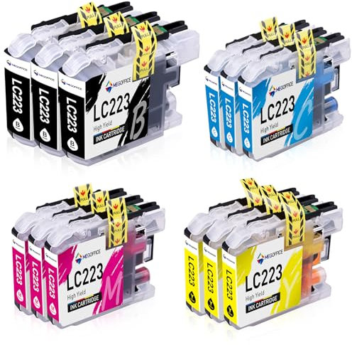 MEGOFFICE LC223 Tinte Multipack Kompatibel für Brother LC 223 Druckerpatrone für DCP J4120DW MFC J4620DW MFC J680DW DCP J5625DW MFC J5320DW MFC J4625DW J4420DW J480DW J5720DW DCP J562DW Tinte(12 Pack)