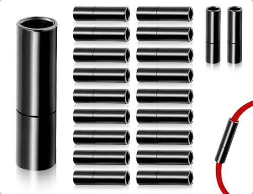 ZoeTekway 20 Stück Schnur Endkappen Kettenverschluss Schnalle schieben Paracord Verschlüsse für Armbänder Schmuckherstellung(3 mm,Schwarz)