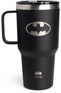 Smartshake Bohtal Nomad Tumbler with Superman Logo, 900ml / 30 oz, Keeps Drinks Hot for 4 Hours & Cold for 8 Hours, Double-Wall Vacuum, Fits Cupholders, Portable Tumbler (Batman)