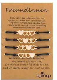 Bixorp Freundschaftsarmband für 2/3 / 4 mit Herz-Anhängern - BFF Armband für Mädchen & Damen - Ideales Geburtstagsgeschenk für die beste Freundin