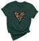 Damen-Sommer-Top, kurzärmeliges Hemd, Leopardenmuster, Herz-T-Shirt, Valentinstag-Tops, Rundhalsausschnitt, lockere Tunika, Tops, Boho-T-Shirt, für den Urlaub, 01#Armeegrün., S