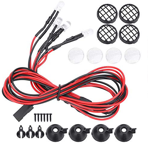 Tbest 1/10 LED -Licht mit Lampenschatten, Geeignet für SCX10/D90 RC Crawler Car 4LED Hell in der Dunklen Perfekten Beleuchtung (Runden)
