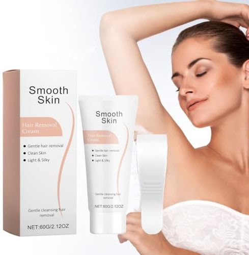 NAOLVE Hair Removal Cream with Scraper, Gentle, Moisturize and Hydrate, Suitable for Al Skin Types, for Unwanted Hair in Underarms, Private Parts, Arms, Legs & Bikini Area, Ideal for Men Women, 60g