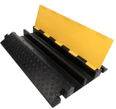 Premium 2 Channel Cable Protector, 99x24x5cm, 2 Tonne/2000kg Capacity, Speed Bump Ramp Wire Protection for Pavements EV Charging Pedestrians Vehicles, Black/Yellow