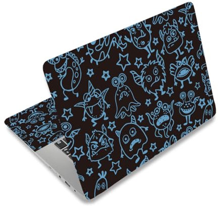 PLIGREAT Dark Monster Doodles Laptop Skin Aufkleber Aufkleber Passend für 12 13 13,3 14 15 Zoll Laptop Niedliche Universal abnehmbare Vinyl Notebook Cartoon Art Protector Netbook Cover Aufkleber