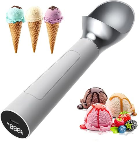 Customize What You Need Electric Heated Ice Cream Scoop - Rechargeable, No-Button Operation, 2 Oz Capacity with Smart Display for Battery & Temperature