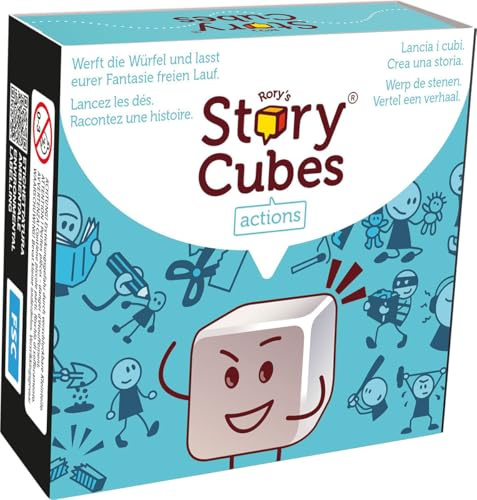 Asmodee, Rory's Story Cubes Actions (Refresh), Familienspiel, Mehrsprachig | Kreatives Erzähl-Würfelspiel mit Motiven rund um Taten des Alltags für 1+ Spieler, 20 Minuten, Gesellschaftsspiel ab 6 Jahren