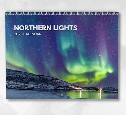 Northern Lights Kalender 2026: Monatlicher Wandkalender mit Notizen, hängend im A4-Format, inklusive Schlüsseldaten & Feiertagen