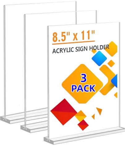 AIRUI Porte-Document A4, Lot de 3 Acrylique Présentoirs de Table Présentoir | de comptoir pour Restaurants, Menus, Hôtel, l'école