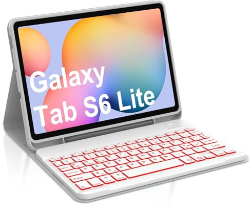 Occtingkind Per Galaxy Tab S6 Lite 10,4 Cover Tastiera con RGB Italiana | Con Retroilluminazione 7 Colori - Custodia Magnetica Keyboard, Utilizzo ottimale, Cover per Galaxy Tab S6 Lite Grigio