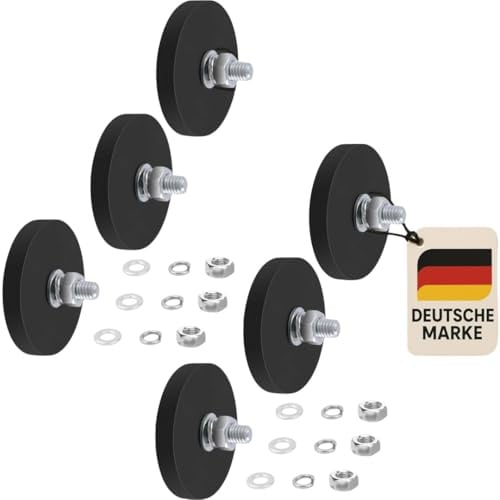 6 Stück Gummierte Magnete mit M6 Außengewinde – Magnetfüße für Auto, Werkzeug, Kamera – Magnethalter Magnetfuß Kamerahalterung (6)