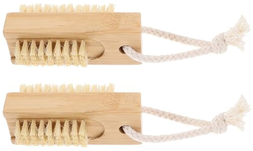 POPETPOP Spazzola per Pulizia Unghie in Bambù e Sisal 2 Pezzi Facile da Usare e Pulire per Mani e Punta delle Dita Ufficio e Garage