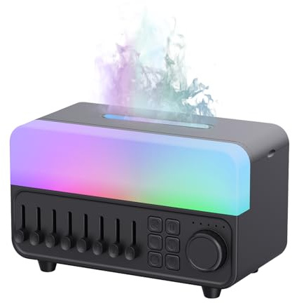QUMOX A14 Aroma Diffuser with White Noise, 150ml Essential Oil, Black | Combines gentle mist, warm ambient light and built-in white noise to create a more relaxing atmosphere for bedrooms.