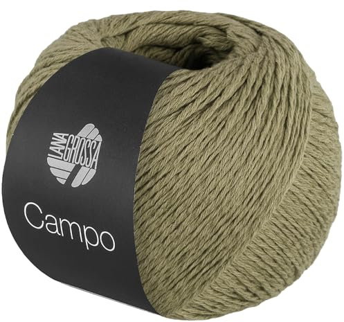 LANA GROSSA Campo | Feines, mehrfach verzwirntes Baumwoll-Mischgarn mit Struktur | Handstrickgarn aus 65% Baumwolle & 25% Viskose & 10% Leinen | 50g Wolle zum Stricken & Häkeln | 165m Garn FB 35