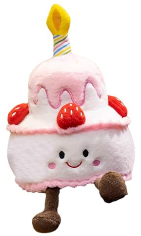 Jouet à gâteau avec bougies, gâteau d'anniversaire chantant – Poupée en peluche en forme de gâteau – Peluche musicale en forme de gâteau avec chanson Happy Birthday, coussin chantant en peluche