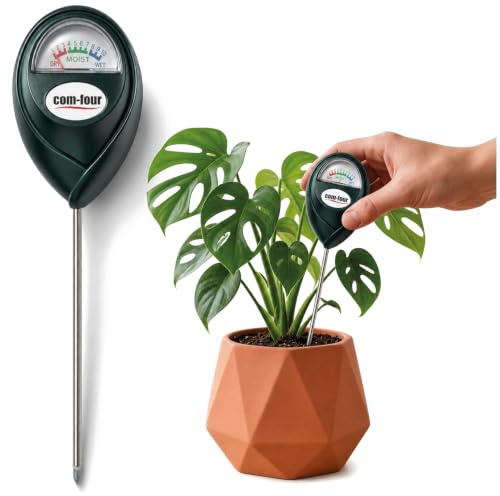 com-four® Misuratore di umidità del Terreno per Piante, Tester del Suolo | per piante da interno - aiuole rialzate - giardino e prato - verde