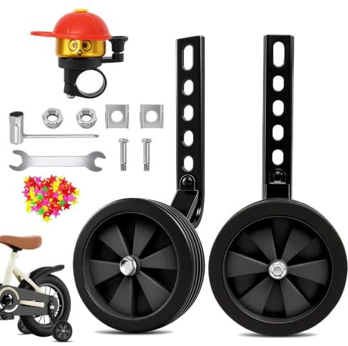 Stabilisateurs de Vélo pour Enfants, Une Paire Général Roulette Velo, Réglable Stabilisateur Roues de Vélo, Roues Stabilisatrices Convient aux Vélos de 12, 14, 16, 18, 20 Pouces (noir)