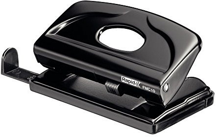 Rapid 21835301 Mini-Locher (10 Blatt, Anschlagschiene mit Formatvorgaben, Metall, FC10) schwarz
