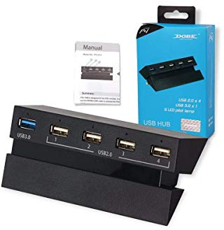 PS4 USB Hub erweiterung 3.0 - 5-port USB Highspeed Verlängerung Extender ladegeraet Adapter Ladestation mit LED-Anzeige für PlayStation 4 Konsole
