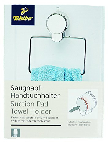 Tchibo TCM Saugnapf Handtuchhalter Handtuchring Halter Handuchhaken Haken Silber