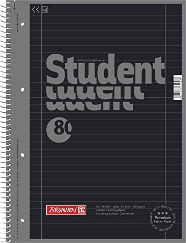 10 Collegeblöcke Student A4, Colour Code onyx, liniert (Lin. 27) 80 Blatt, 90g/m²
