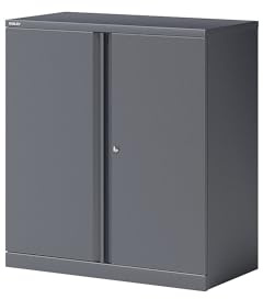 BISLEY Flügeltürenschrank Essentials mit 1 Fachboden für 2 Ordnerhöhen, Metall, 634 Anthrazitgrau, 47 x 91.4 x 100 cm